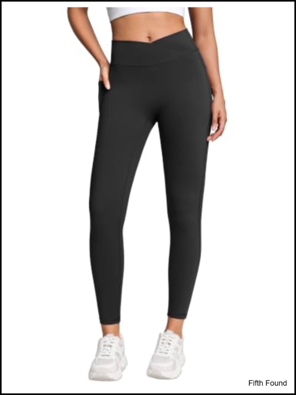 Crossover High Waisted Yoga Leggings with Pockets